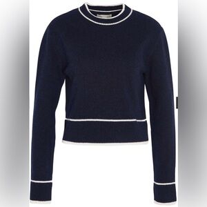 Barbour Rochelle Knitted Jumper in navy and cream.